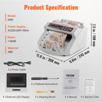 VEVOR Banknotes Counter With LED Display, Professional Note Counter With Counterfeit Detector, UV/MG, 1000 Bills/Minute, Counts Only Number of Sheets