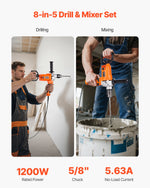 VEVOR Drill Mixer, 15.89mm Corded Electric Drill Mixer Set, 0-750RPM 3A Mixing Drills, Mixing Drills Machine with D-Handle for Drilling & Blending, Handheld Cement Mixers for Fodder, Paint, Cement