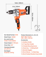 VEVOR Drill Mixer, 15.89mm Corded Electric Drill Mixer Set, 0-750RPM 3A Mixing Drills, Mixing Drills Machine with D-Handle for Drilling & Blending, Handheld Cement Mixers for Fodder, Paint, Cement