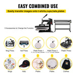 VEVOR 5 in 1 Digital 15"x12" Heat Press&53" Vinyl Cutter w/ Signmaster Software