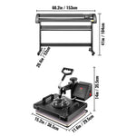 VEVOR 5 in 1 Digital 15"x12" Heat Press&53" Vinyl Cutter w/ Signmaster Software