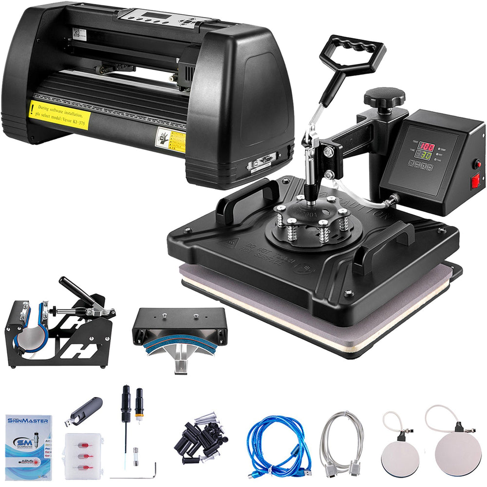 VEVOR 5 In 1 Digital 15"x12" Heat Press&14 in Vinyl Cutter w/ Signmaster Software