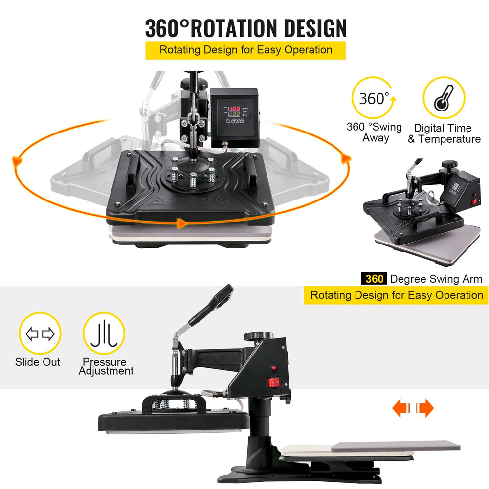 VEVOR 5 In 1 Digital 15"x12" Heat Press&14 in Vinyl Cutter w/ Signmaster Software