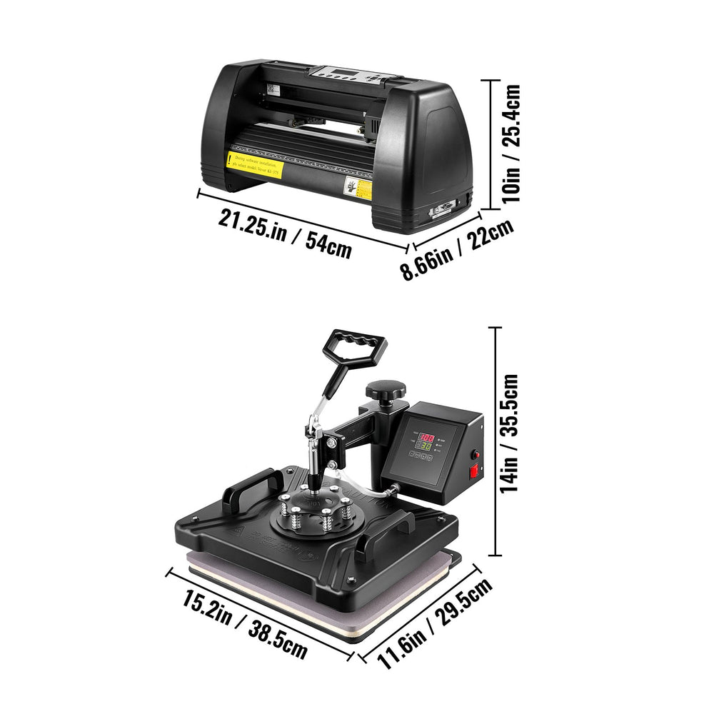VEVOR 5 In 1 Digital 15"x12" Heat Press&14 in Vinyl Cutter w/ Signmaster Software