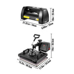 VEVOR 5 In 1 Digital 15"x12" Heat Press&14 in Vinyl Cutter w/ Signmaster Software
