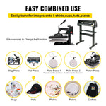 VEVOR 5 In 1 Heat Press 30.5 x 38.1 cm Vinyl Cutter Plotter 71.1 cm Software Sublimation