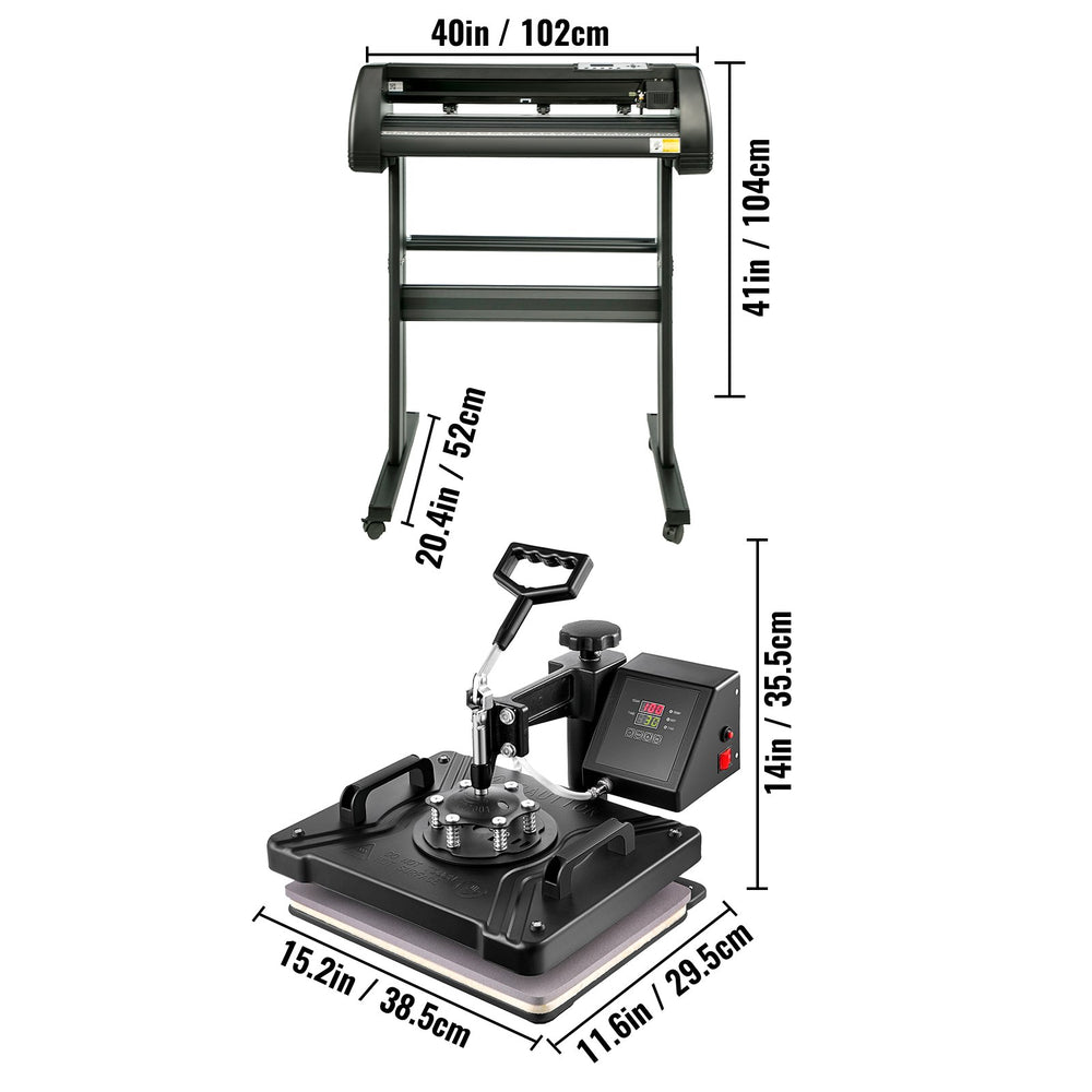 VEVOR 5in 1 Digital 15"x12" Heat Press&34" Vinyl Cutter w/ Signmaster Software