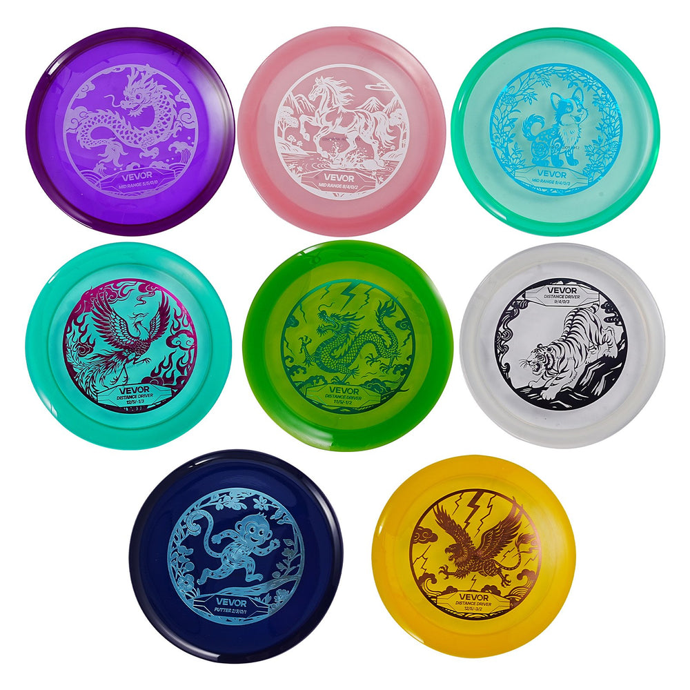 VEVOR Disc Golf Set, 8 Pack Disc Golf Starter Set, Beginners Flying Discs for Full-Body Strength Training, with Putter, Mid-Range, Driver, PDGA Approved, for Outdoor Backyard, Lawn, Beach, and Park
