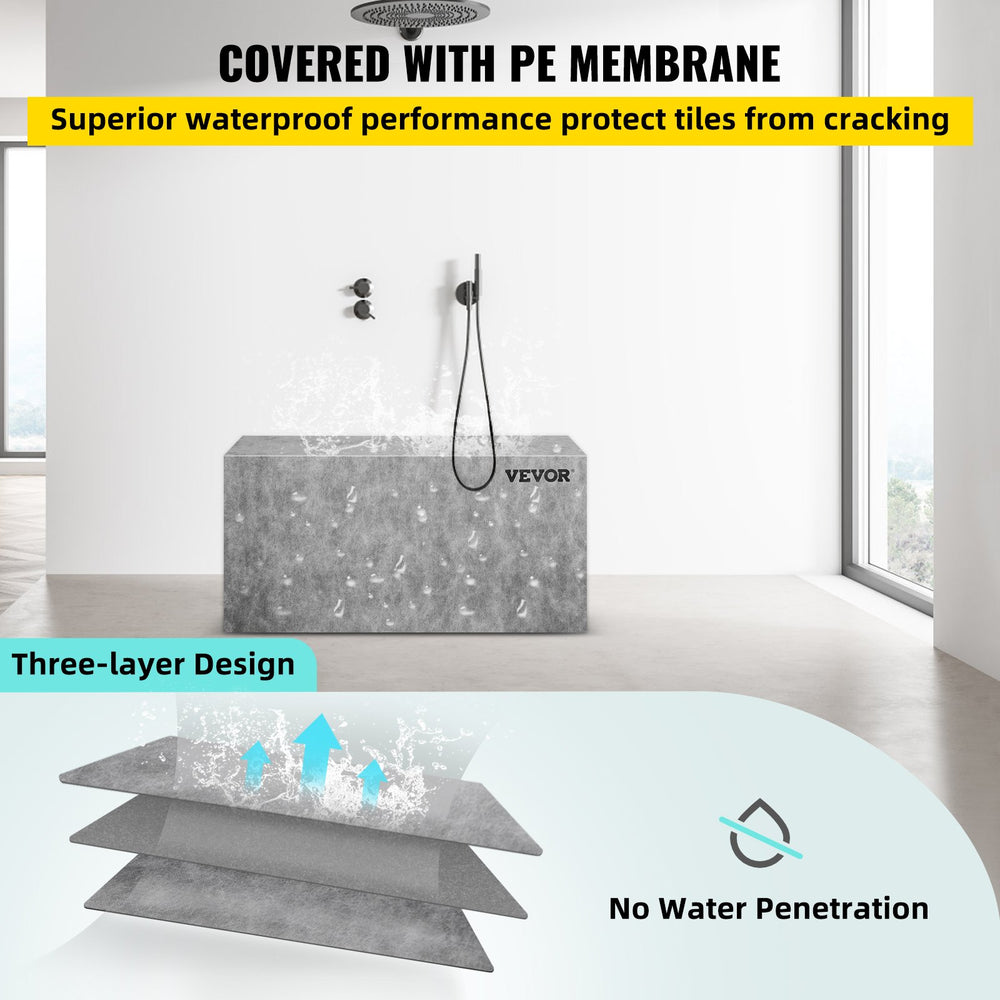 VEVOR Tile Shower Seat, 38.2" x 11.4" x 20" Ready To Tile Shower Seat, Factory Waterproof & 100% Leak Proof Tileable Shower Corner Seat, 440 lbs Load-bearing Rectangular Board Shower Bench