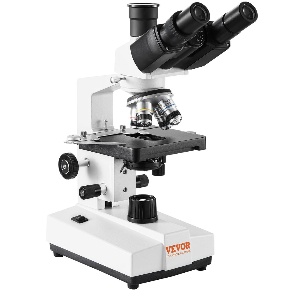 VEVOR Compound Trinocular Microscope 40X-2500 Magnification Lab Microscope with LED Illumination & External Interface
