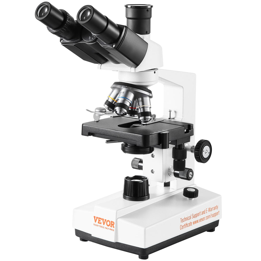 VEVOR Compound Trinocular Microscope 40X-2500 Magnification Lab Microscope with LED Illumination & External Interface