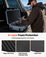 VEVOR Hard Rifle Case, Lockable Rifle Case with Pre-cut Foams, 108.9 cm Gun Storage with Wheels, IP67 Waterproof & Dustproof Movable Large Pistol Storage for Rifles, Shotguns, Airsoft Guns, Grey