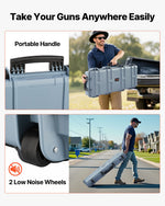 VEVOR Hard Rifle Case, Lockable Rifle Case with Pre-cut Foams, 108.9 cm Gun Storage with Wheels, IP67 Waterproof & Dustproof Movable Large Pistol Storage for Rifles, Shotguns, Airsoft Guns, Grey
