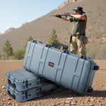 VEVOR Hard Rifle Case, Lockable Rifle Case with Pre-cut Foams, 108.9 cm Gun Storage with Wheels, IP67 Waterproof & Dustproof Movable Large Pistol Storage for Rifles, Shotguns, Airsoft Guns, Grey