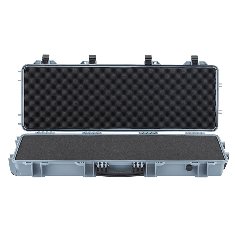 VEVOR Hard Rifle Case, Lockable Rifle Case with Pre-cut Foams, 108.9 cm Gun Storage with Wheels, IP67 Waterproof & Dustproof Movable Large Pistol Storage for Rifles, Shotguns, Airsoft Guns, Grey