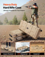 VEVOR Hard Rifle Case, Lockable Rifle Case with Pre-cut Foams, 109 cm Movable Gun Storage with Wheels, IP67 Waterproof & Dustproof Pistol Storage for Rifle, Shotgun, Airsoft Gun, Khaki