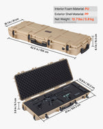VEVOR Hard Rifle Case, Lockable Rifle Case with Pre-cut Foams, 109 cm Movable Gun Storage with Wheels, IP67 Waterproof & Dustproof Pistol Storage for Rifle, Shotgun, Airsoft Gun, Khaki