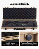 VEVOR Hard Rifle Case, Lockable Rifle Case with Pre-cut Foams, 109 cm Movable Gun Storage with Wheels, IP67 Waterproof & Dustproof Pistol Storage for Rifle, Shotgun, Airsoft Gun, Khaki