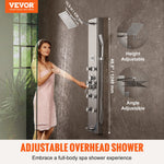 VEVOR Shower Panel System, 6 Shower Modes, Digital Display Shower Panel Tower, Rainfall, 8 Massage Jets, Tub Spout, 3-Setting Handheld Shower Head 59" Hose, Stainless Steel Wall-Mounted Shower Set