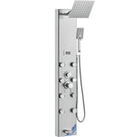 VEVOR Shower Panel System, 6 Shower Modes, Digital Display Shower Panel Tower, Rainfall, 8 Massage Jets, Tub Spout, 3-Setting Handheld Shower Head 59" Hose, Stainless Steel Wall-Mounted Shower Set