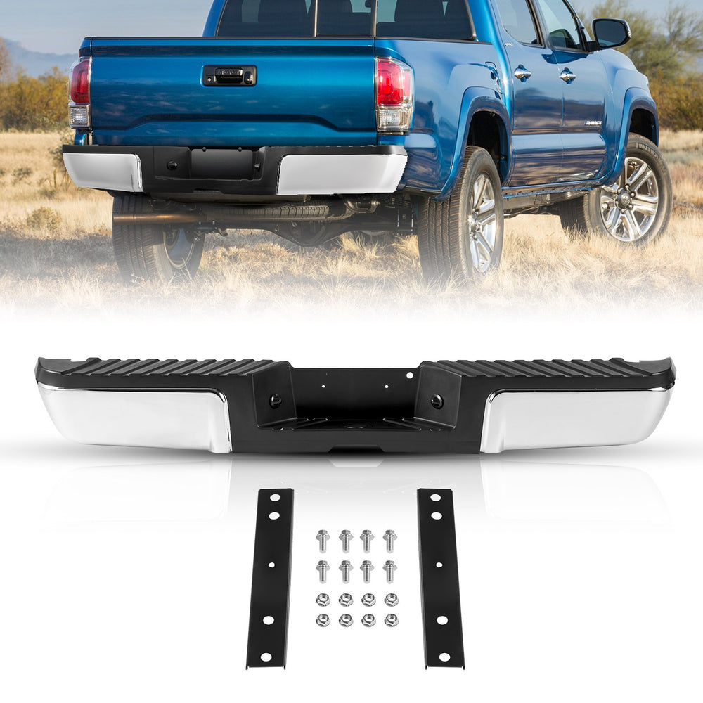 VEVOR Rear Step Bumper, Compatible with 2008-2016-Ford F250/Ford F350 Super Duty, Chrome Steel Back Bumper, Assembly Replacement Rear Bumper with License Plate Light and Step Pad, for FO1103148