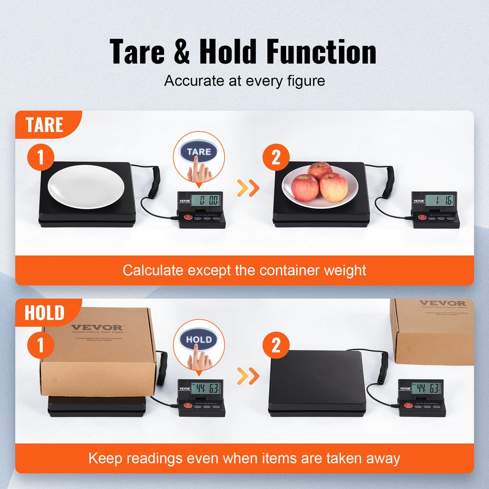 VEVOR Shipping Scale Digital Postal Scale 49.9 kg x 2 g, AC/DC Package LCD