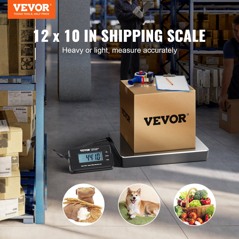 VEVOR Shipping Scale Digital Postal Scale 199.6 kg x 48 g, AC/DC Package LCD