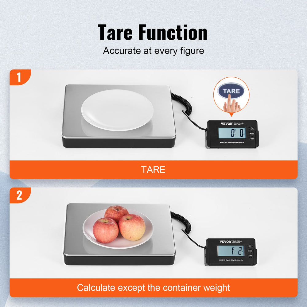 VEVOR Shipping Scale Digital Postal Scale 199.6 kg x 48 g, AC/DC Package LCD