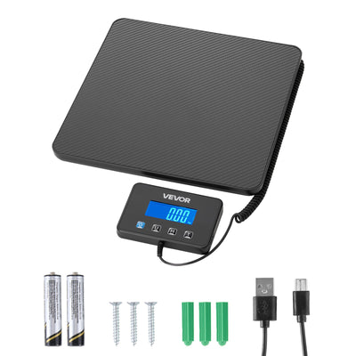 VEVOR Digital Postal Scale, 10 g/100 g Dual Accuracy, 200 kg Commercial Weight Scale with Hold/Tare Function &amp; LCD Display, Fit for Packages, Postage, Luggage, Battery &amp; Charging Cable Included