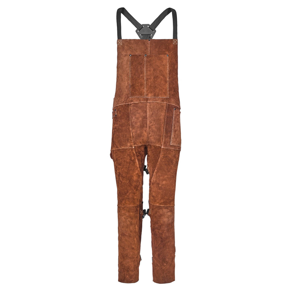 VEVOR Leather Welding Apron Split Leg, Heavy Duty Cowhide Flame Resistant Welding Pants for Men Women, Heat-Resistant Safety Apron with 3 Pockets for Woodworking, Gardening, Blacksmithing, M-Size