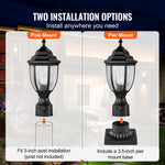 VEVOR 2 Pack Dusk to Dawn Outdoor Post Light, 390 mm, Waterproof Lamp Post Light Fixtures with 3.5 in Pier Mount Base Glass Shade, Lightning-proof Exterior Pole Column Light for Patio Garden Pathway