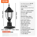VEVOR 2 Pack Dusk to Dawn Outdoor Post Light, 390 mm, Waterproof Lamp Post Light Fixtures with 3.5 in Pier Mount Base Glass Shade, Lightning-proof Exterior Pole Column Light for Patio Garden Pathway
