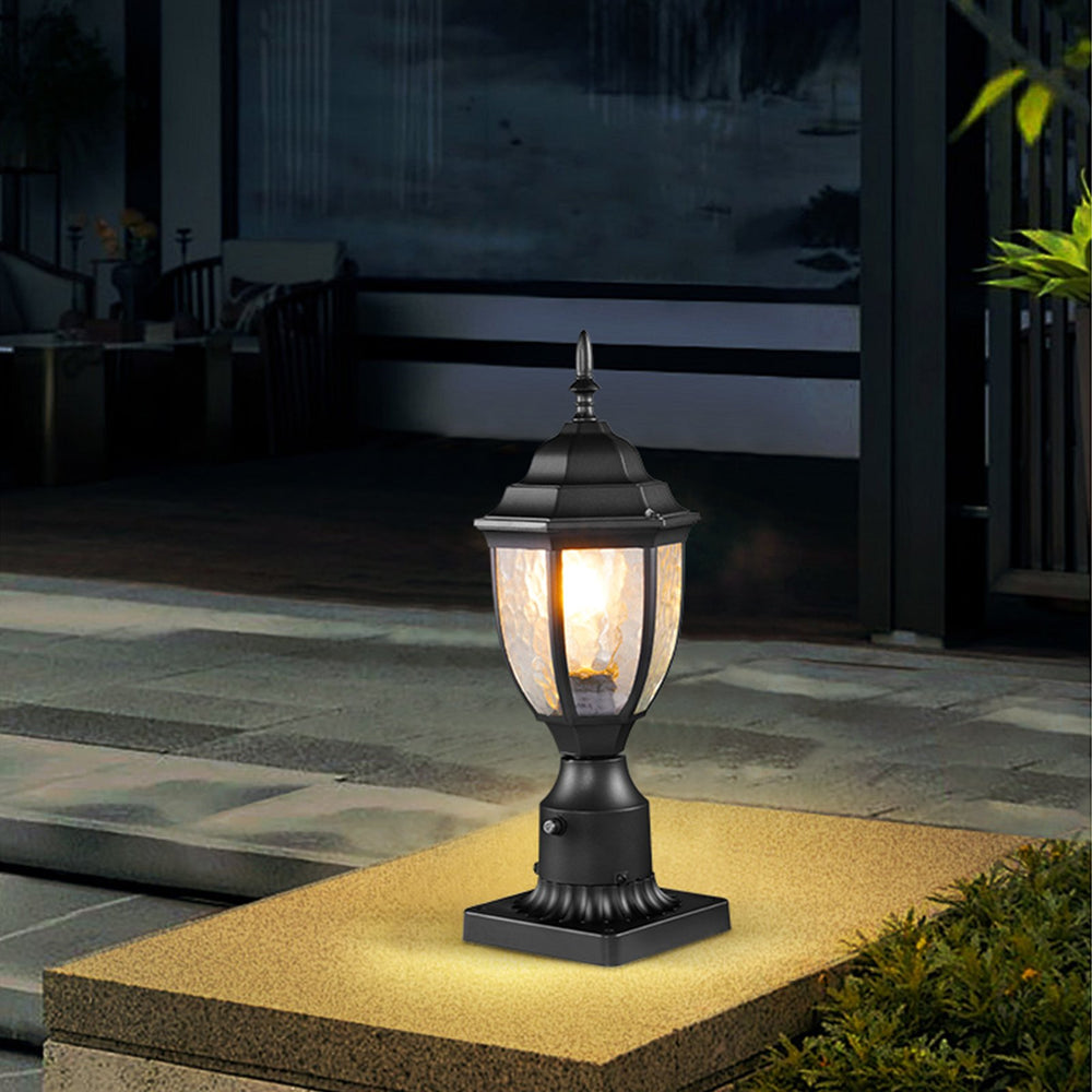VEVOR 2 Pack Dusk to Dawn Outdoor Post Light, 390 mm, Waterproof Lamp Post Light Fixtures with 3.5 in Pier Mount Base Glass Shade, Lightning-proof Exterior Pole Column Light for Patio Garden Pathway