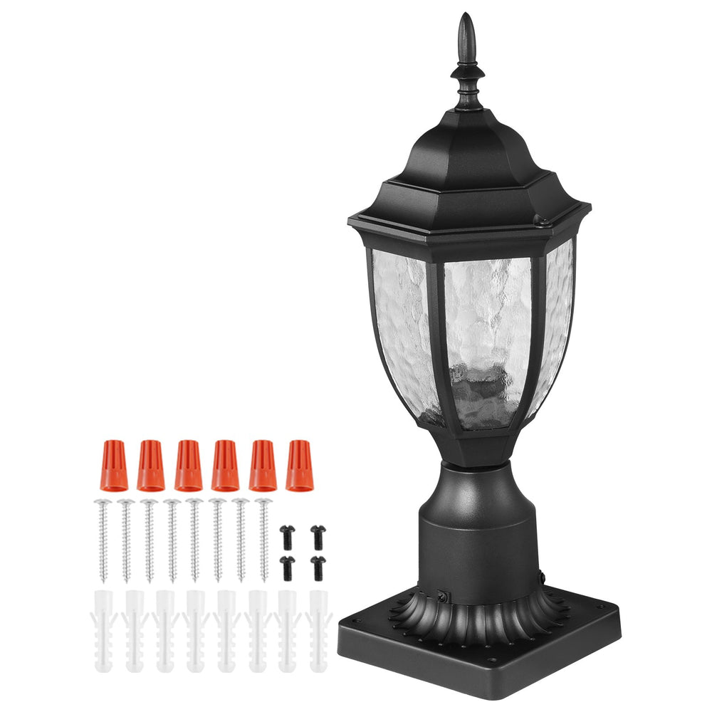 VEVOR 2 Pack Dusk to Dawn Outdoor Post Light, 390 mm, Waterproof Lamp Post Light Fixtures with 3.5 in Pier Mount Base Glass Shade, Lightning-proof Exterior Pole Column Light for Patio Garden Pathway