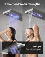 VEVOR Shower Panel Tower System with Rainfall Waterfall Shower Head, LED, 53 in Brushed Stainless Steel Shower Column, 5-Function Faucet, Wall-Mount Rain Massage System, with Handheld, Tub Spout