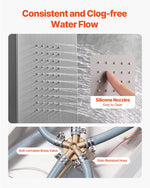 VEVOR Shower Panel Tower System with Rainfall Waterfall Shower Head, LED, 53 in Brushed Stainless Steel Shower Column, 5-Function Faucet, Wall-Mount Rain Massage System, with Handheld, Tub Spout