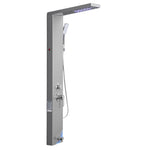 VEVOR Shower Panel Tower System with Rainfall Waterfall Shower Head, LED, 53 in Brushed Stainless Steel Shower Column, 5-Function Faucet, Wall-Mount Rain Massage System, with Handheld, Tub Spout