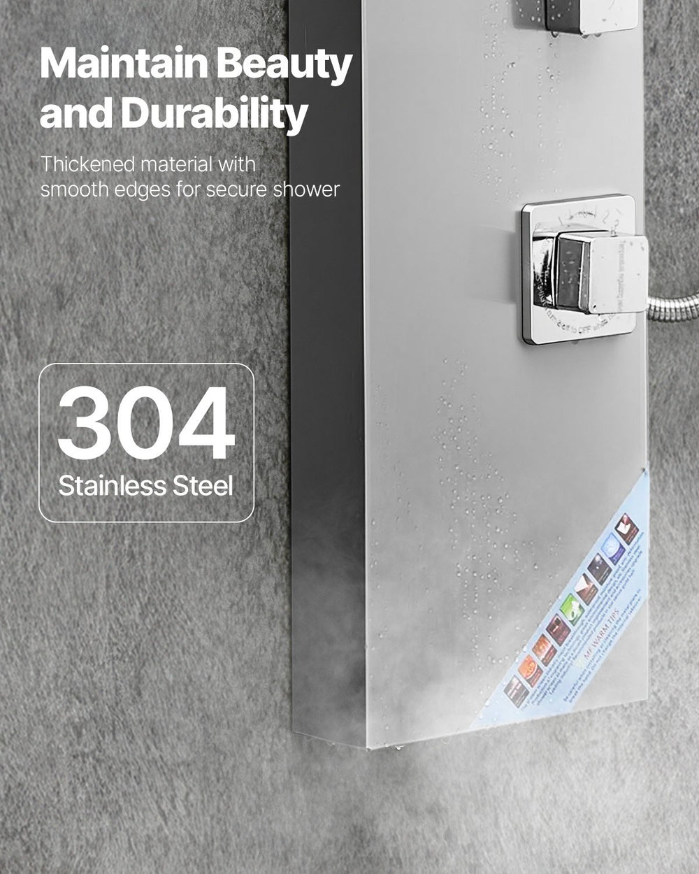 VEVOR Shower Panel Tower System with Rainfall Shower Head, 53 in Brushed Stainless Steel Shower Column, 3-Function Faucet, High Pressure Wall-Mount Rain Massage System, with Large Body Jet, Handheld