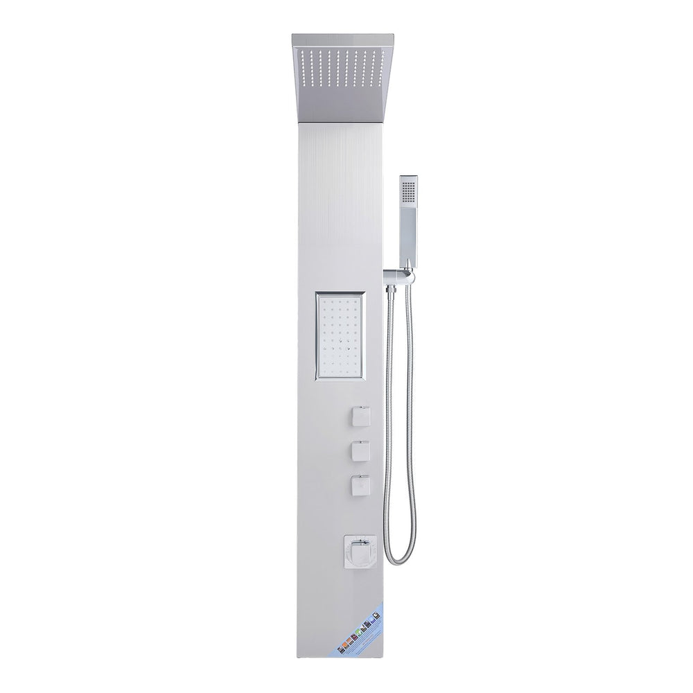 VEVOR Shower Panel Tower System with Rainfall Shower Head, 53 in Brushed Stainless Steel Shower Column, 3-Function Faucet, High Pressure Wall-Mount Rain Massage System, with Large Body Jet, Handheld