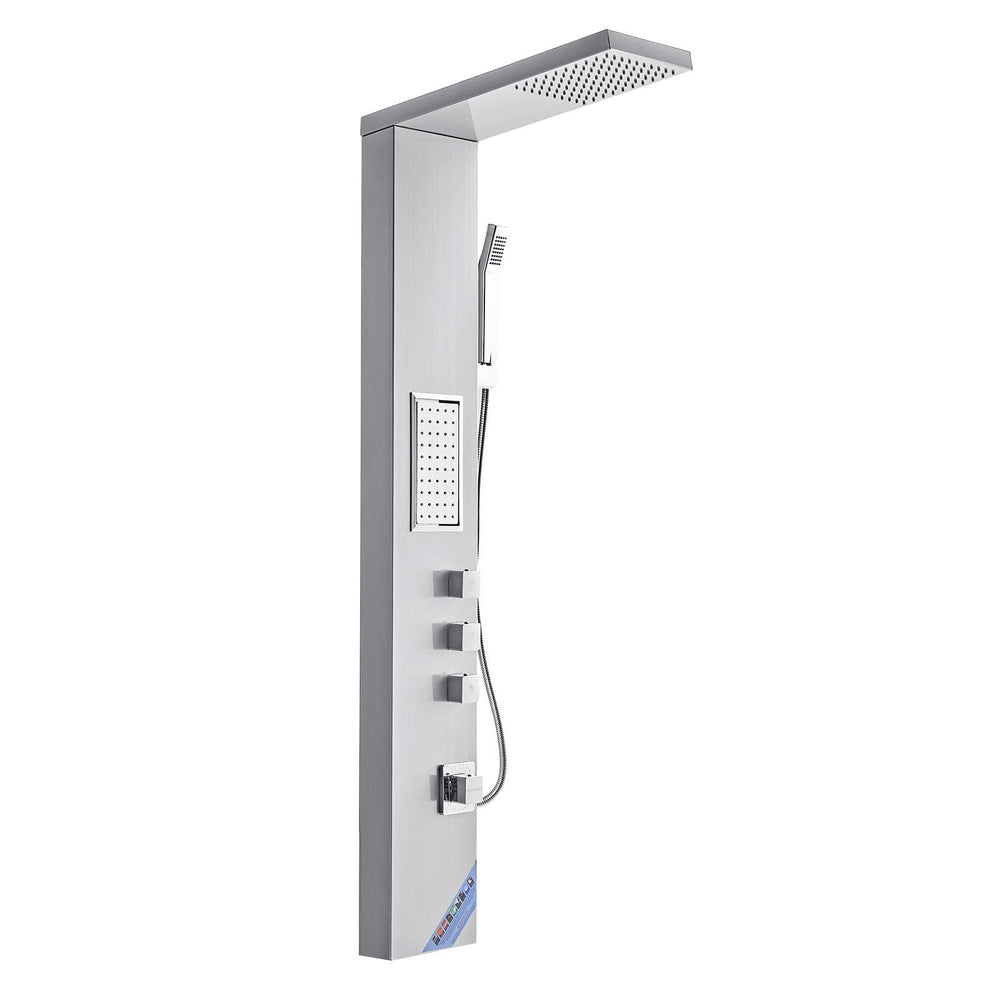 VEVOR Shower Panel Tower System with Rainfall Shower Head, 53 in Brushed Stainless Steel Shower Column, 3-Function Faucet, High Pressure Wall-Mount Rain Massage System, with Large Body Jet, Handheld