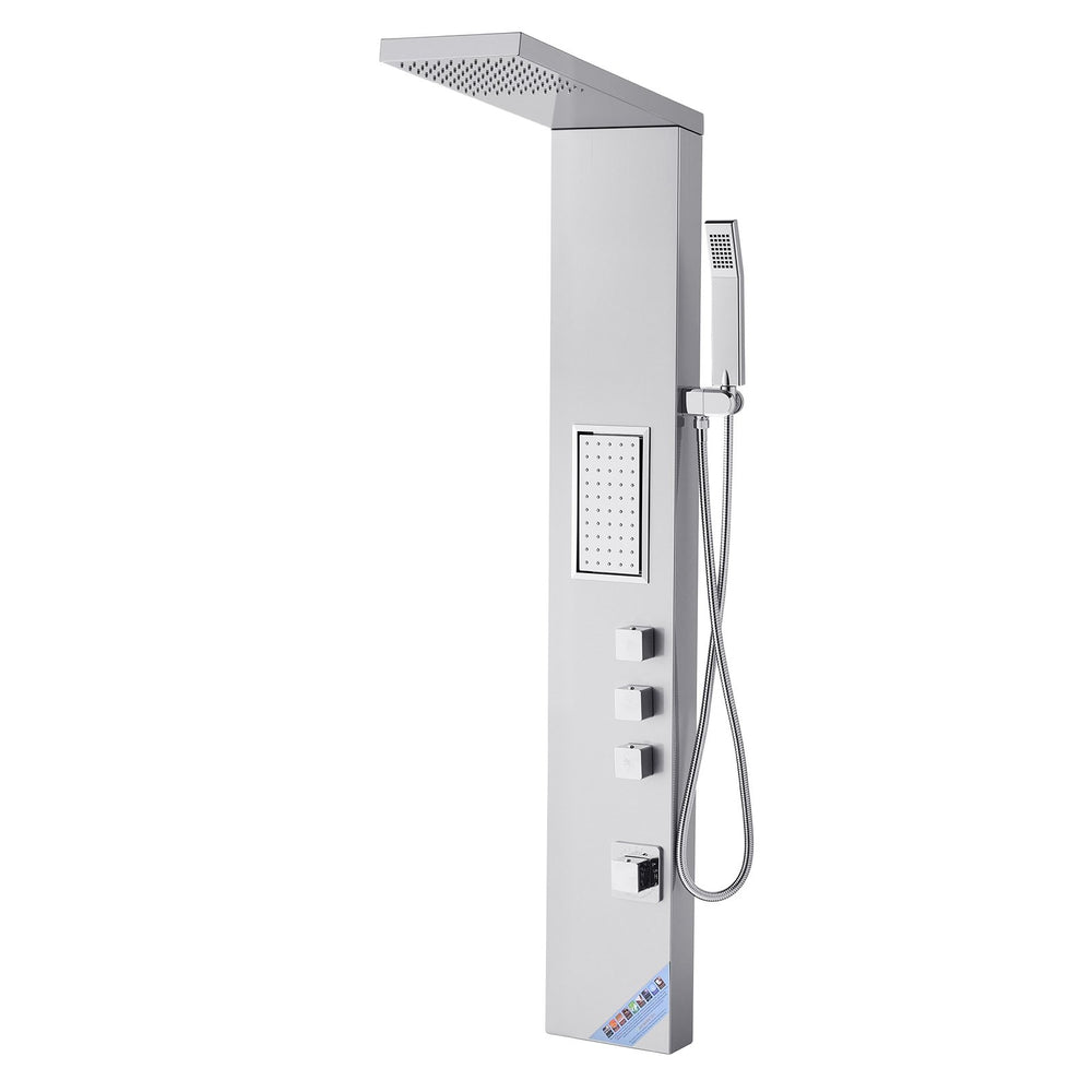 VEVOR Shower Panel Tower System with Rainfall Shower Head, 53 in Brushed Stainless Steel Shower Column, 3-Function Faucet, High Pressure Wall-Mount Rain Massage System, with Large Body Jet, Handheld