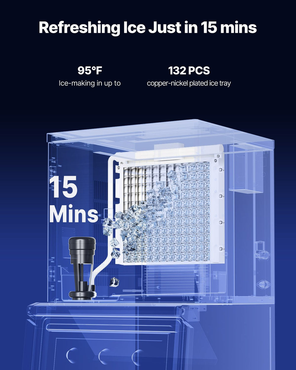 VEVOR Commercial Ice Maker 300 lbs/24 h Self-Cleaning Ice Machine - Head Only
