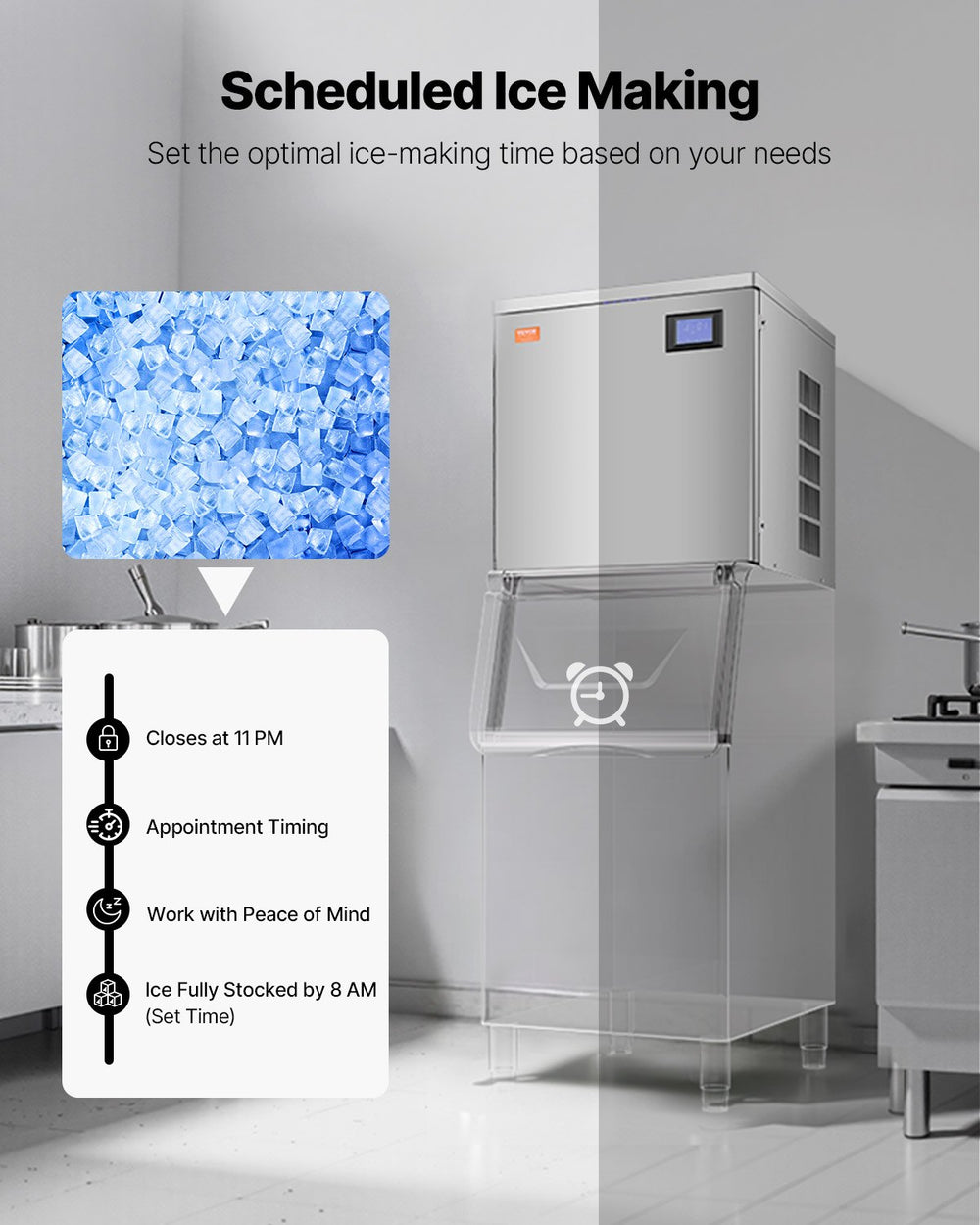 VEVOR Commercial Ice Maker 360 lbs/Day Self-Cleaning Ice Machine - Head Only