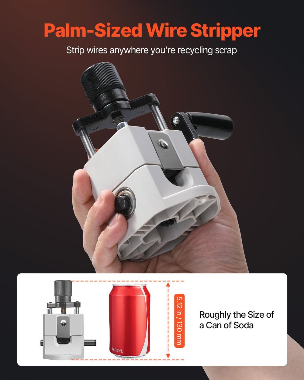 VEVOR Manual Wire Stripper Stripping Machine 1,5-25 mm (0.06-1 in) Hand or Drill Powered