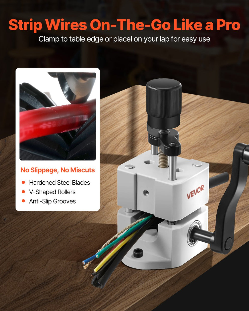 VEVOR Manual Wire Stripper Stripping Machine 1,5-25 mm (0.06-1 in) Hand or Drill Powered