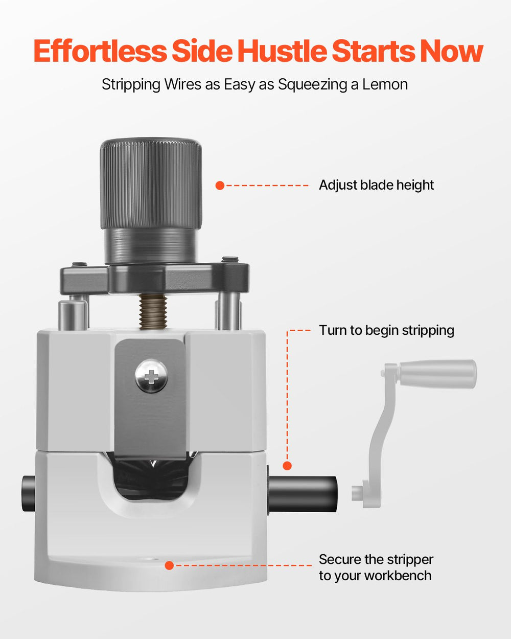 VEVOR Manual Wire Stripper Stripping Machine 1,5-25 mm (0.06-1 in) Hand or Drill Powered