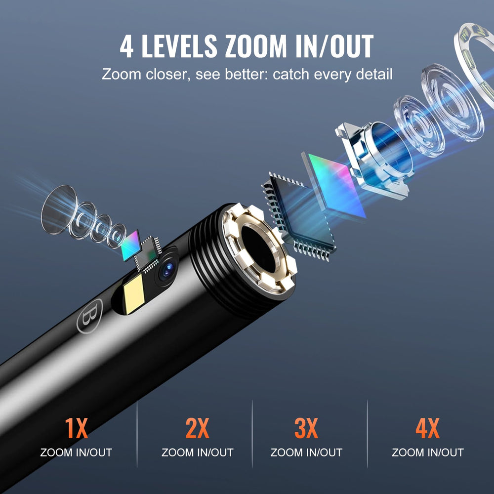 VEVOR Endoscope Camera with Lights Dual Lens Borescope 1499.6 cm Cable 10.9 cm Screen