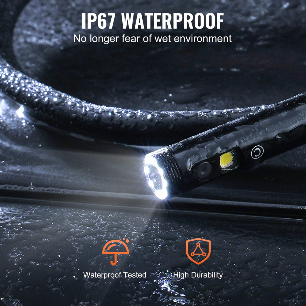 VEVOR Endoscope Camera with Lights Dual Lens Borescope 499.9 cm Cable 10.9 cm Screen