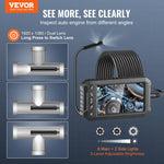 VEVOR Endoscope Camera with Lights Triple Lens Borescope 499.9 cm Cable 12.7 cm Screen