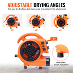 VEVOR Floor Blower, 1380 RPM 1000 CFM, Air Mover for Drying and Cooling, Portable Carpet Dryer Fan with 4 Blowing Angles, Timer, 3-Speeds Adjustment, for Janitorial, Home, Commercial Use